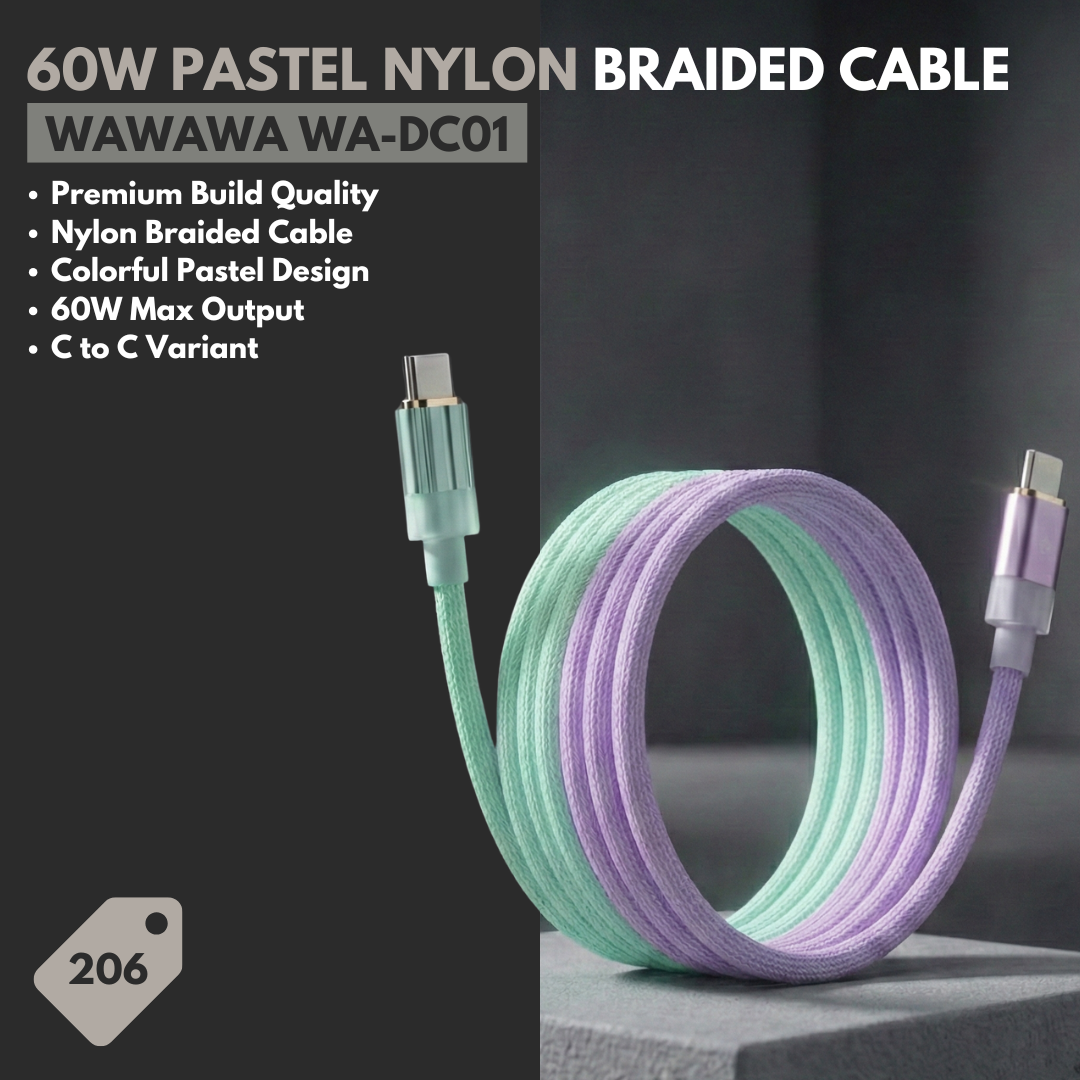WAWAWA WA-DC01 Kabel Type C to C 60W Nylon