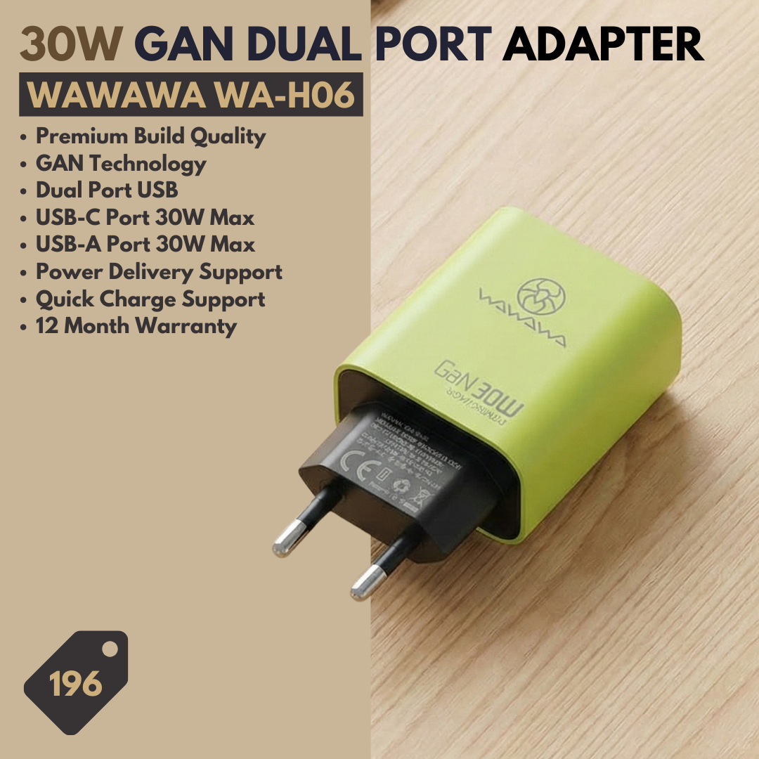 WAWAWA WA-H06 Adaptor 30W Dual Port PD & QC 3.0