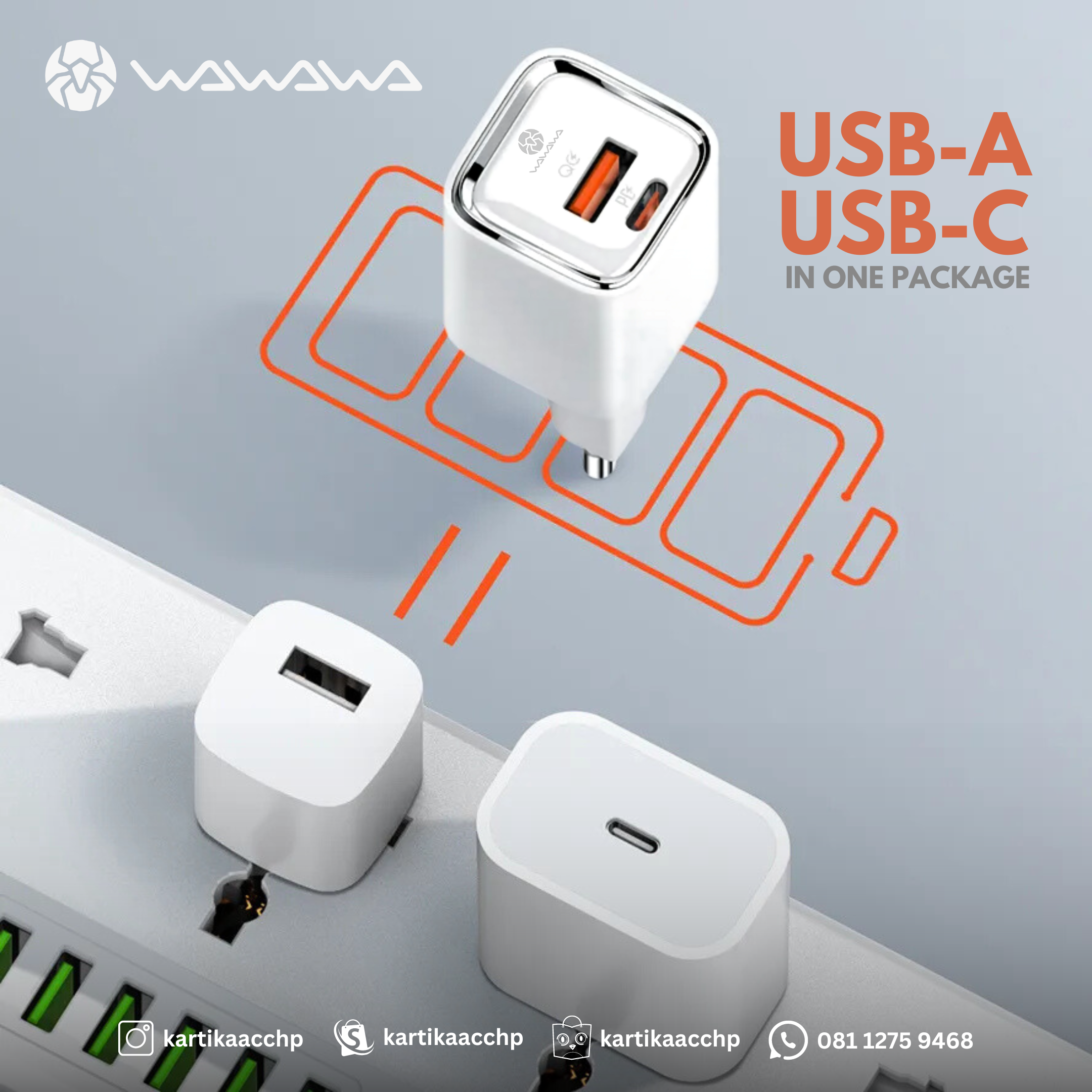 WAWAWA WA-A2318M Set iPhone MFi 20W + Cable